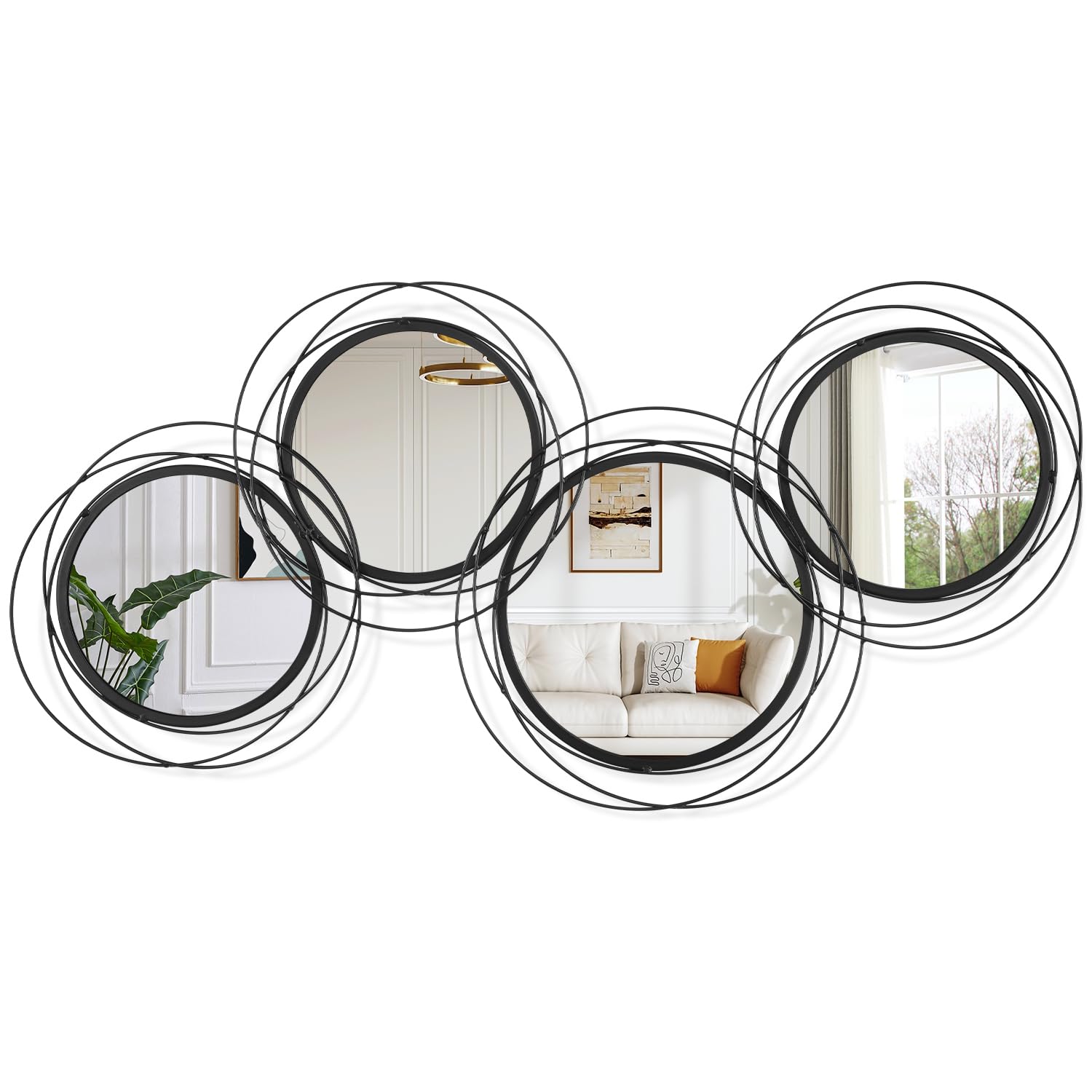 Espejo decorativo de pared con círculos concéntricos negros