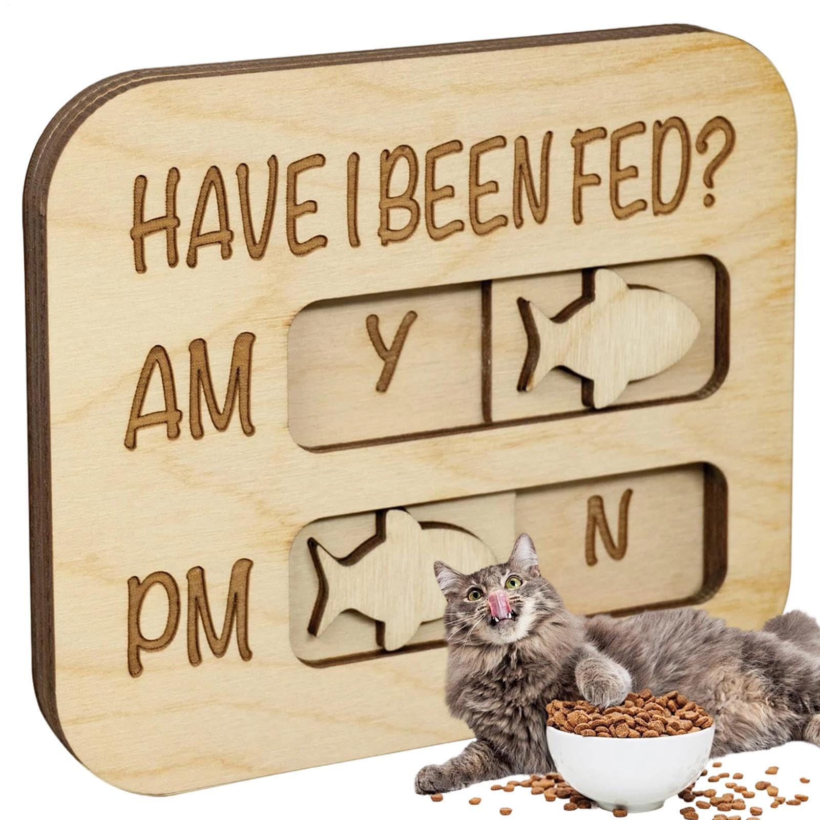Dog Feeding Reminder, Have We/I Been Fed Sign, Wooden Magnetic AM PM Pet Feeding Daily Indication Sign, Fed Tracking Chart For Small Medium Large Puppy Kitten Home Indoor Outdoor Walking