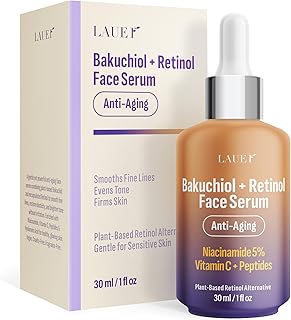 Bakuchiol Retinol Serum for Face with Vitamin C Hyaluronic Acid & Niacinamide Anti-Aging Plant-Based Serum Reduces Wrinkles Firms & Smooths Skin Vegan Fragrance-Free1 fl oz