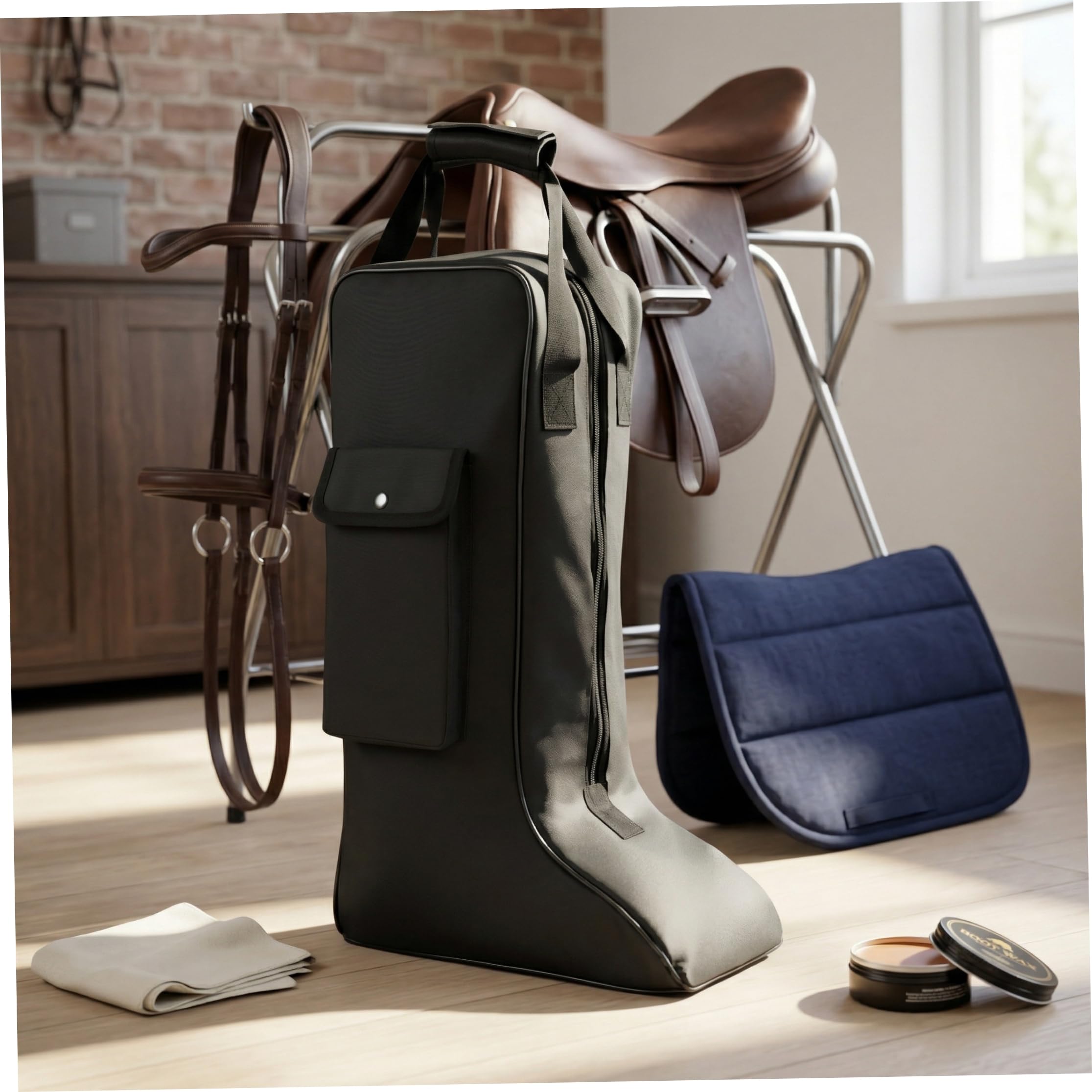 Bolsa para Botas, Bolsa de Almacenamiento para Botas de Montar para Viajes y Almacenamiento, Material para Montar a Caballo con Bolsillo Lateral, Vaquero Protector para Equipo Ecuestre.