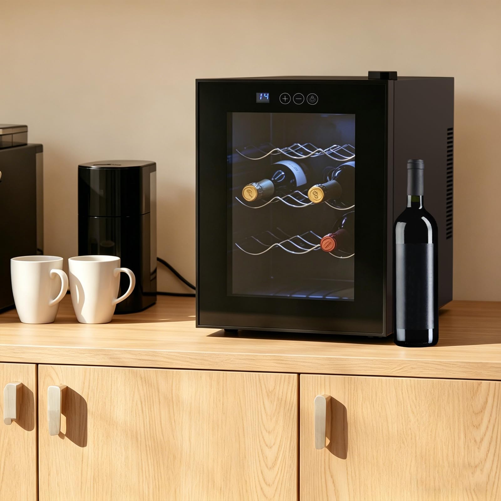 Frigorífico para vino de 32 litros para 12 botellas, refrigeración