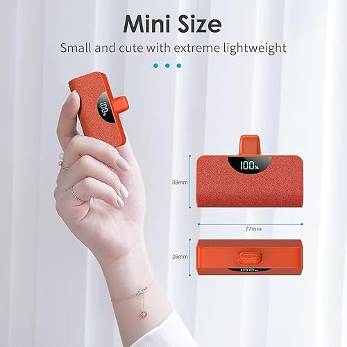 Miniatura 7 de Paquete de 2 Cargador portátil pequeño de 5200 mAh para iPhone, cargador de batería ultra compacto PD de carga rápida, pantalla LCD, mini batería