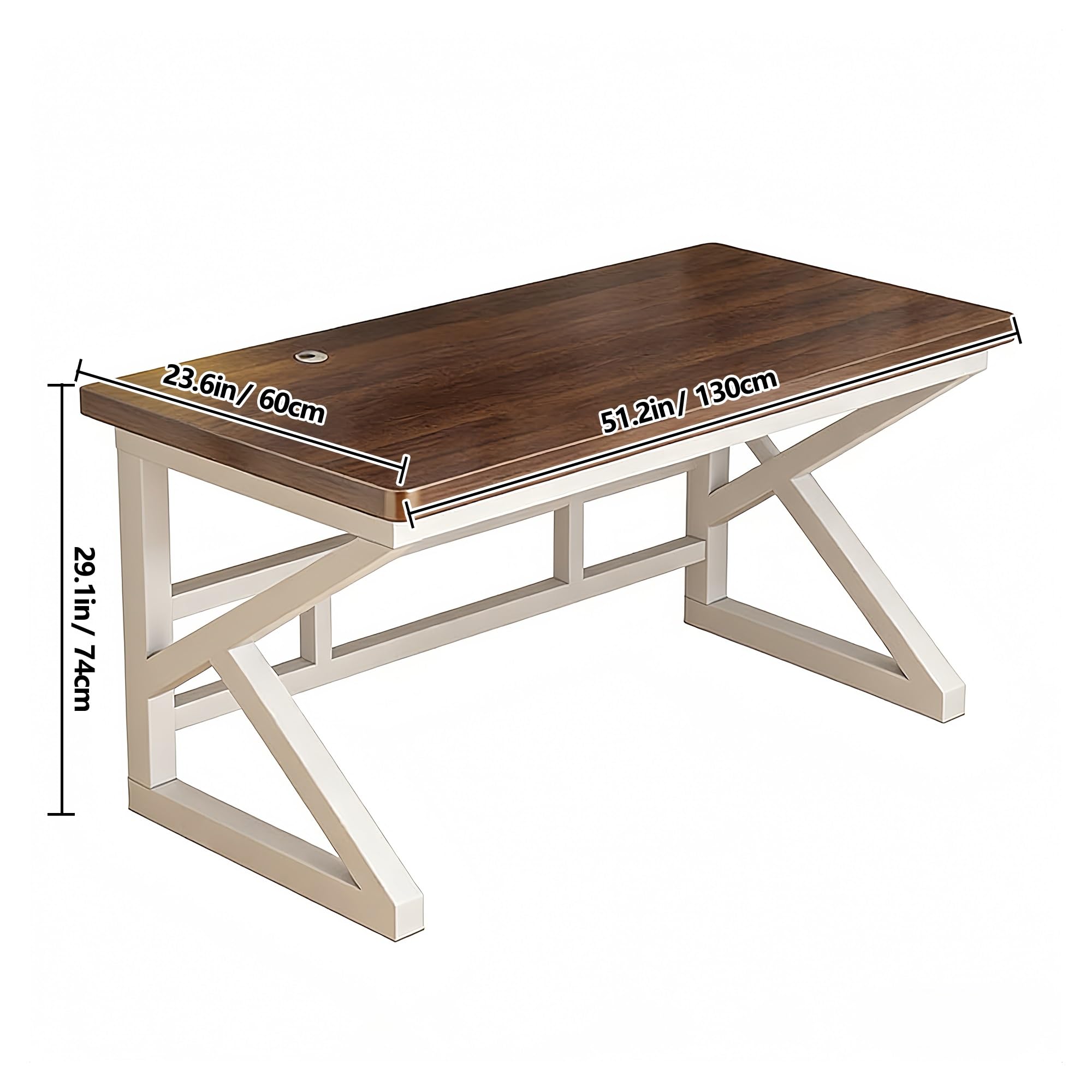 Scrivania da gioco a forma di K, resistente, spessore 3 cm, struttura in metallo, per uso industriale, casa, ufficio, postazione di lavoro da 130 cm, tavolo per PC per giochi e scrittura, finitura