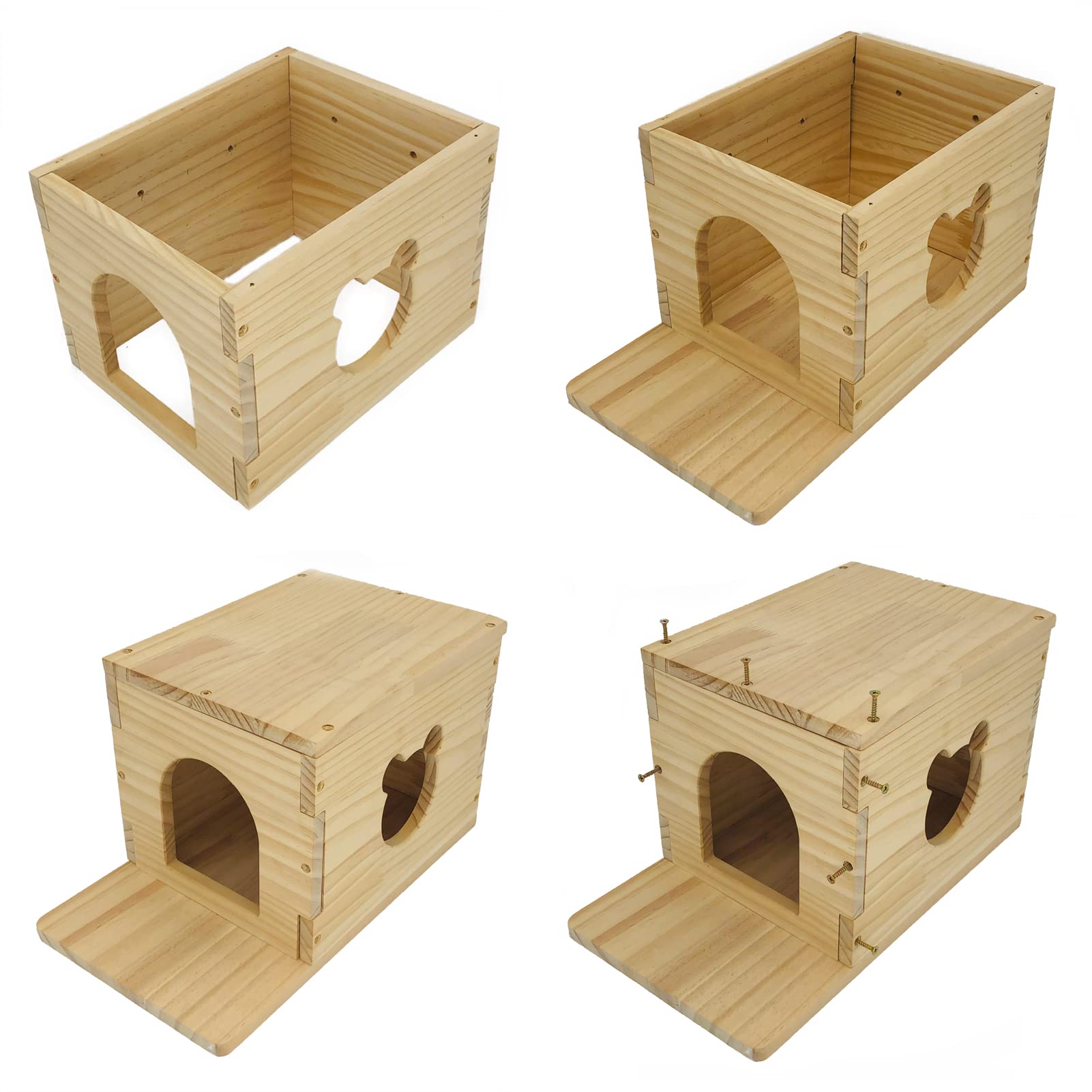 Haustier Chinchilla Haus mit Plattform, Meerschweinchenkäfig Holzhütte, Hasenhäuser und Verstecke mit Fenster, Kleintierversteck für Igel, Kätzchen, Eichhörnchen, Zuckergleiter, Kaninchen