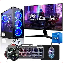 PC Gamer Completo Intel Core i7 16GB SSD 512GB Monitor 19" Kit Gamer Fonte 400W Strong Tech