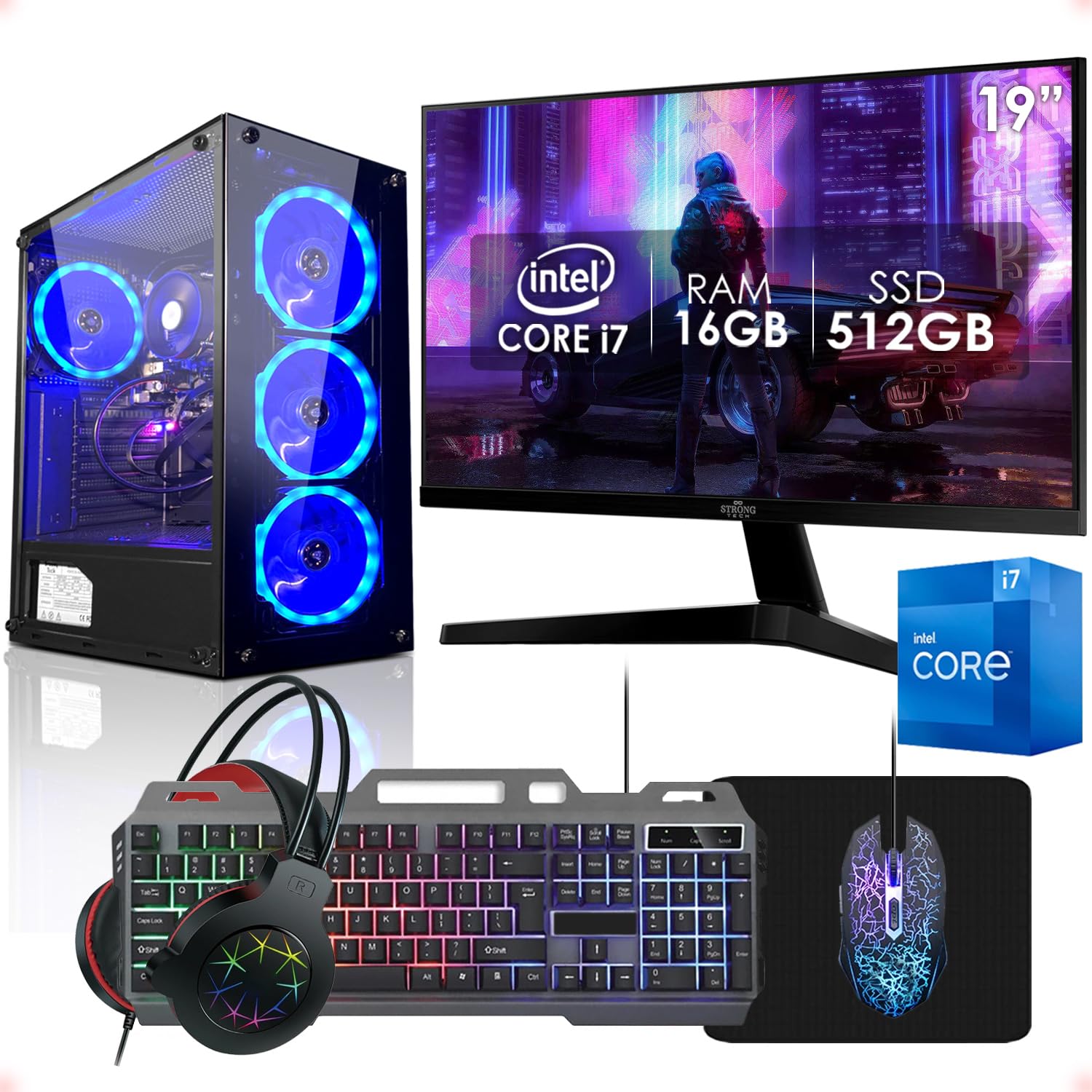 PC Gamer Completo Intel Core i7 16GB SSD 512GB Monitor 19