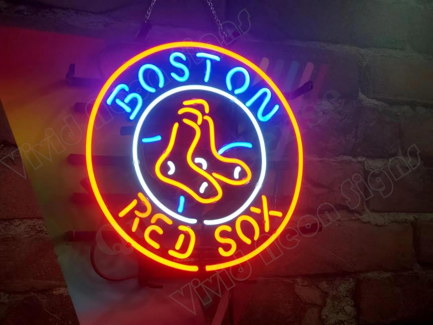 Queen Sense 14"x14" Red Sox Neon Sign Light Man Cave Bar Pub Beer Gift Neon Lamp A114BRS