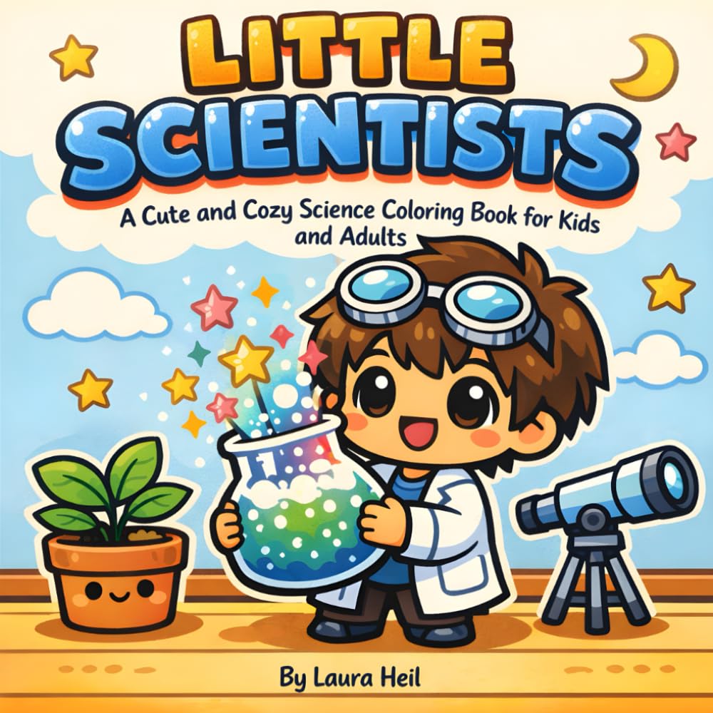 Little Scientists: A Cute and Cozy Science Coloring Book for Kids and Adults