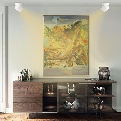 Miniatura 27 de Foco de techo LED de 12 W, luz direccional de rotación de 360°, 6000 K, blanco frío/lámpara de pared para pasillo, galería, sala de estar/blanco