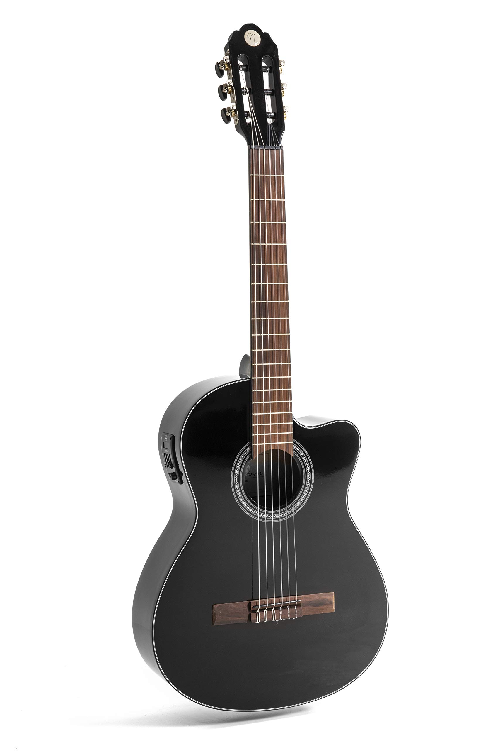 chitarra da concerto elettrica, chitarra classica elettrica special dark moon - nero, con Cutaway