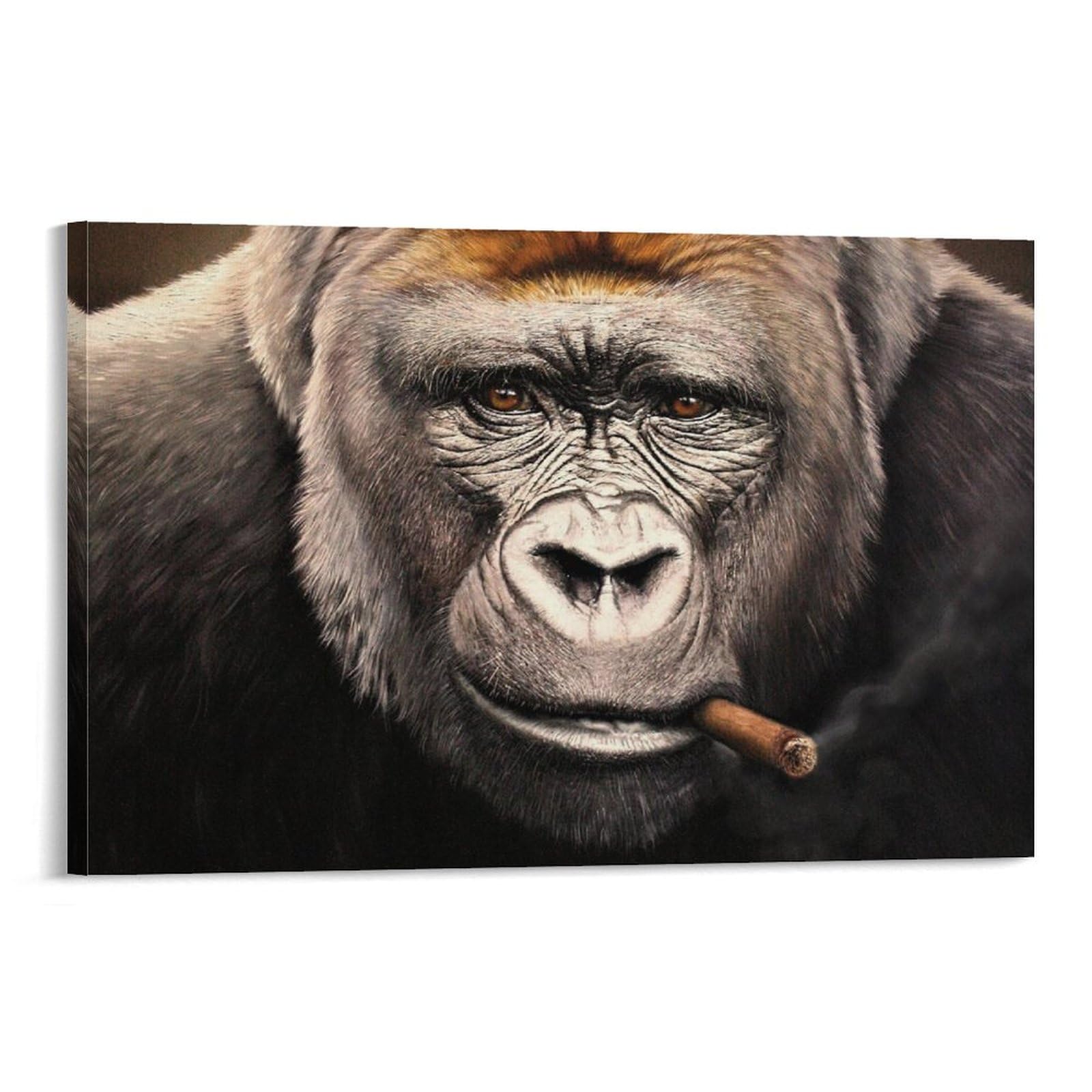 Amazon.co.jp: 動物アートワークゴリラ喫煙葉巻肖像画絵画ポスター