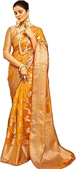 SWORNOF Women's kanjivaram banarasi silk saree for Patola festival Wedding silk with rich pallu Design sarees for women with blouse piece