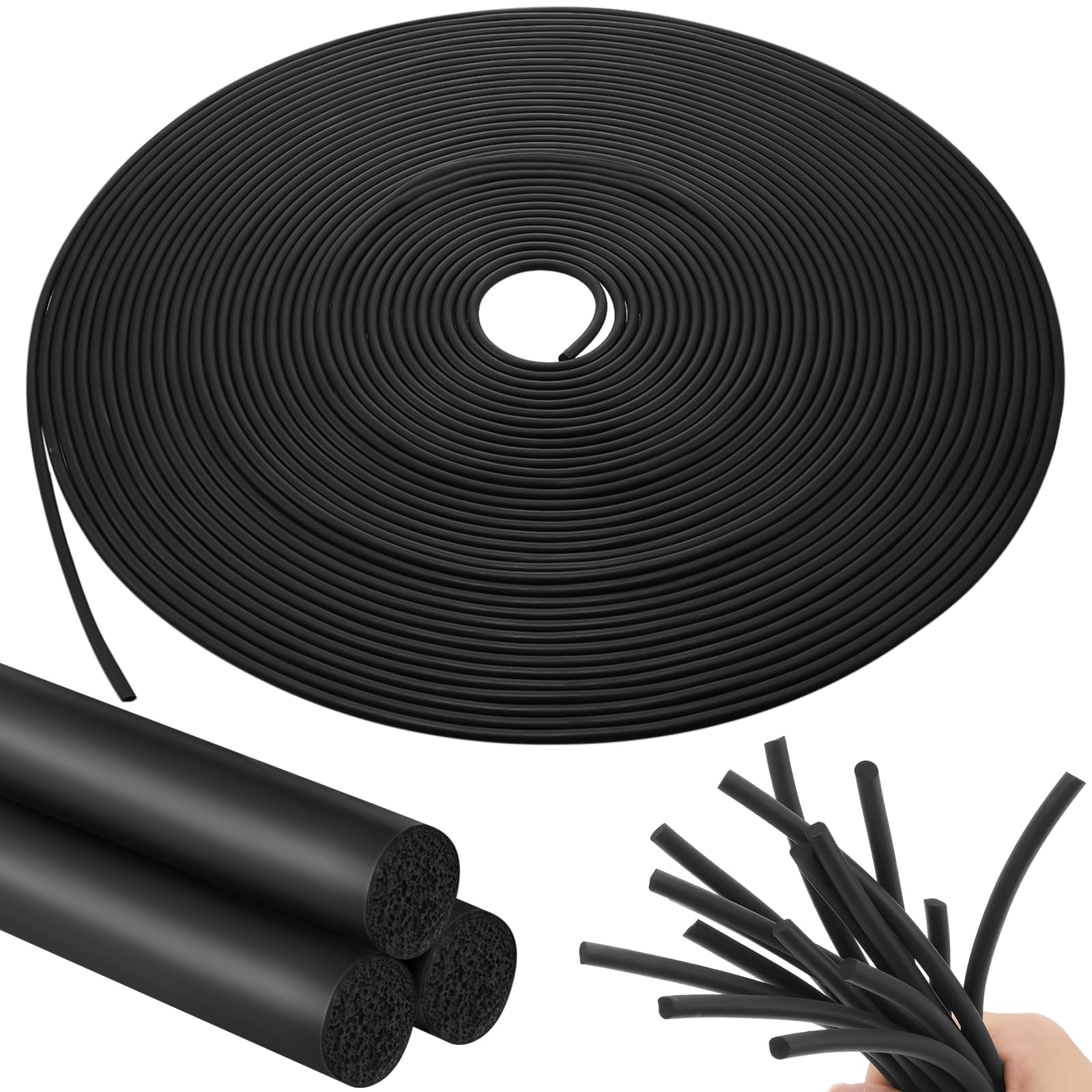 Frienda Foam Rubber Backer Rod Foam Rubber Backer Rod Concrete Expansion Joint Filler for Gaps and Joints Backing Rod Concrete Filler Rope (1/2 Inch x 100 Feet)