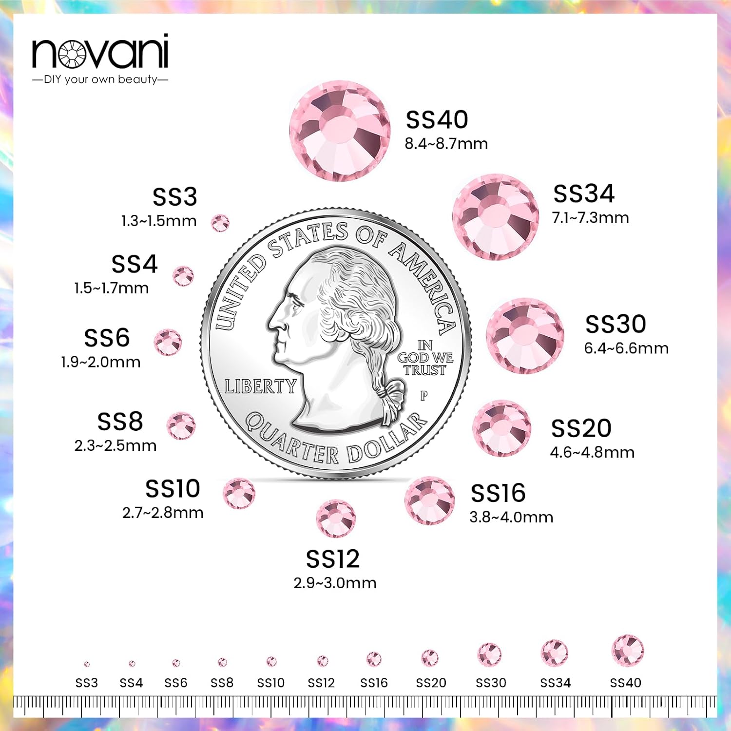Novani Rhinestones 1440pcs SS20 Glass Rhinestones Crystal Flatback Gemstones for Crafts Nails Makeup Bags and Shoes Decoration（SS20, Pink）