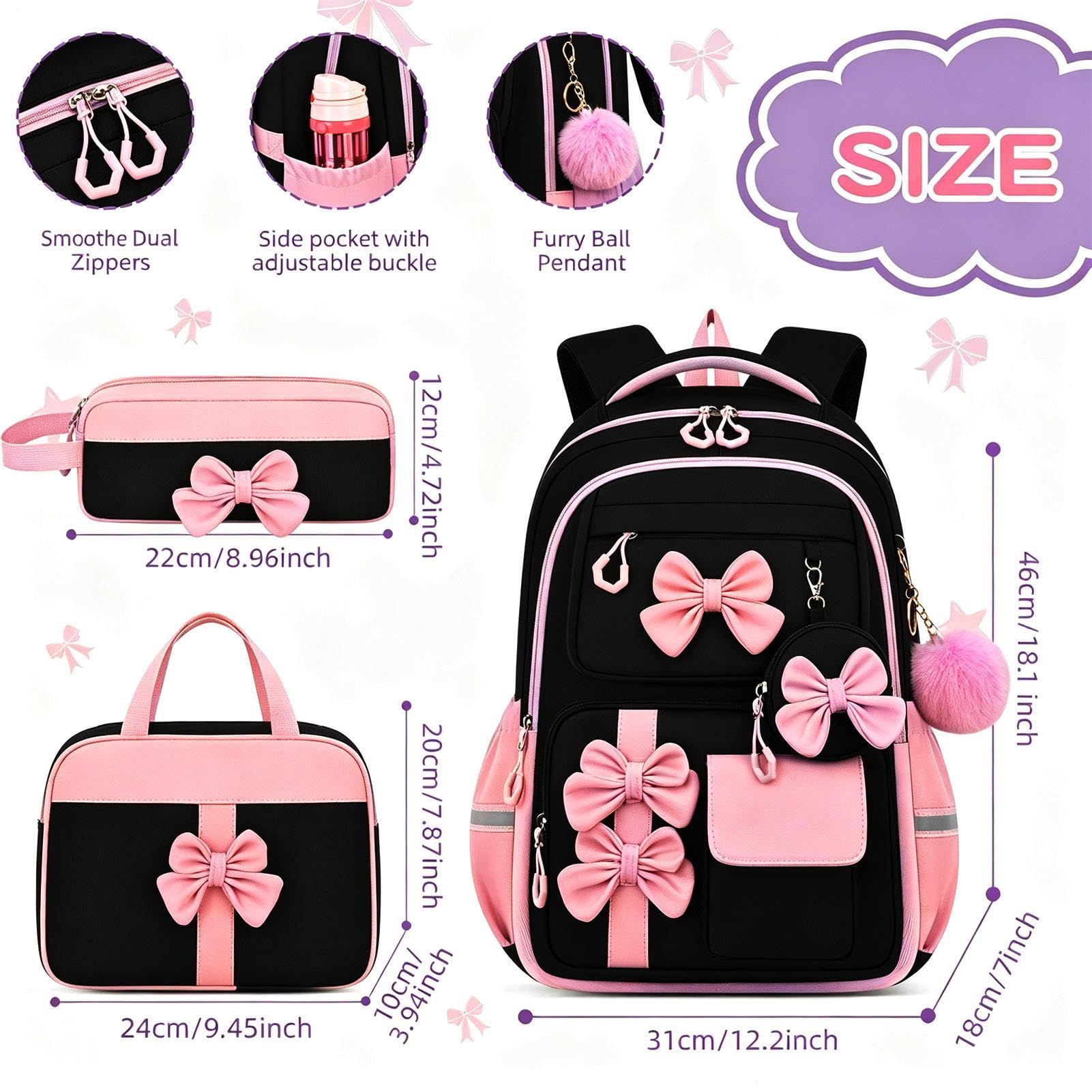 Juego de mochila de 3 piezas para niñas, 18 pulgadas, con estuche para