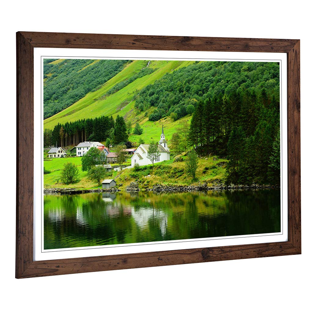 Big Box Art Framed Print Norway Landscape (5) Design | Wall Art Picture | Home Decor for Kitchen, Living, Dining Room, Bedroom, Hallway, Office, Walnut, A2 / 24.5x18 Inch / 62x45cm