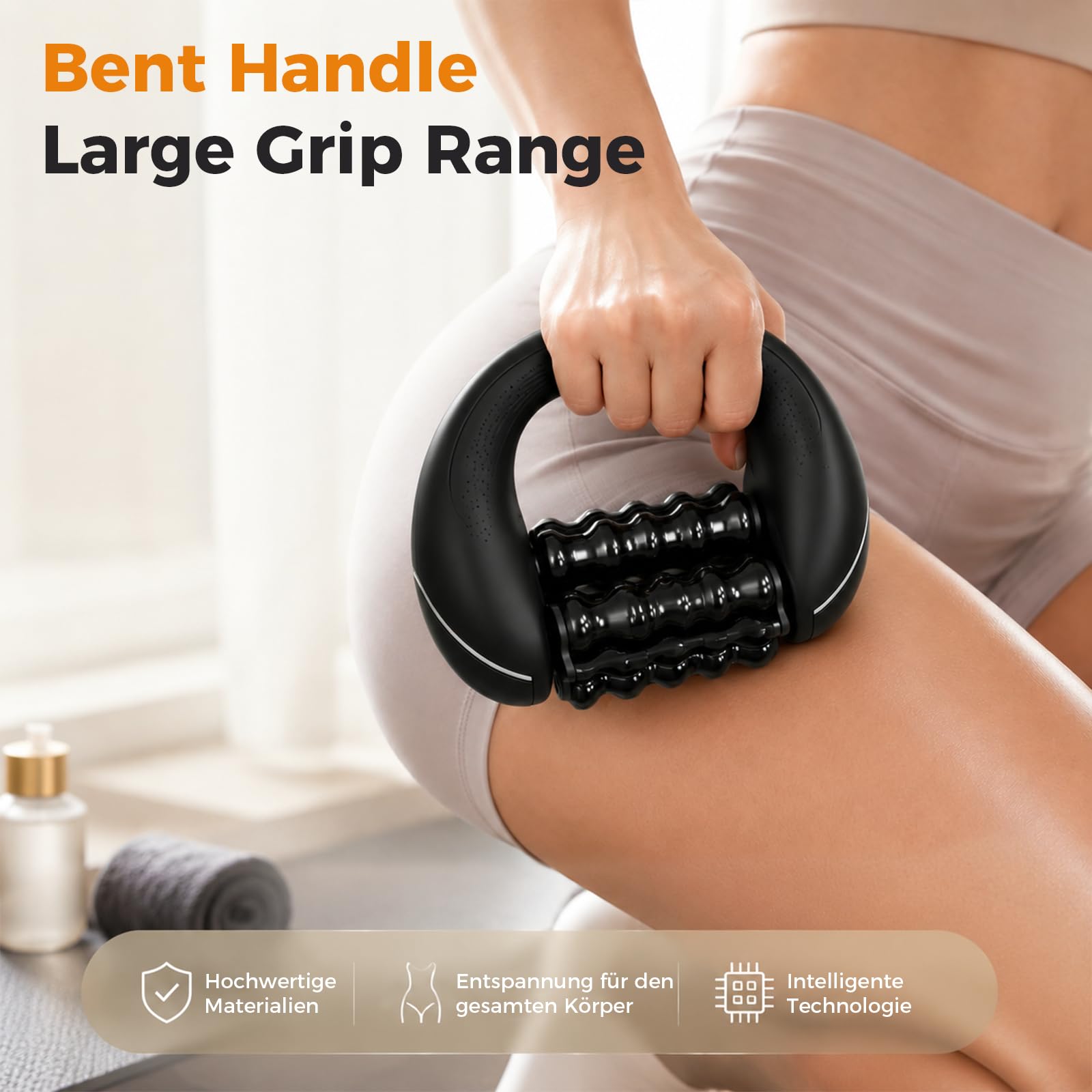 Massageroller Elektrisch, Handmassagegerät Anti Cellulite Massagegerät mit Tiefengewebe-Rollen Massageroller 3 Intensitätsstufen 24 Massageknöpfe Elektrische Faszienrolle Geschenk für Rücken Schulter