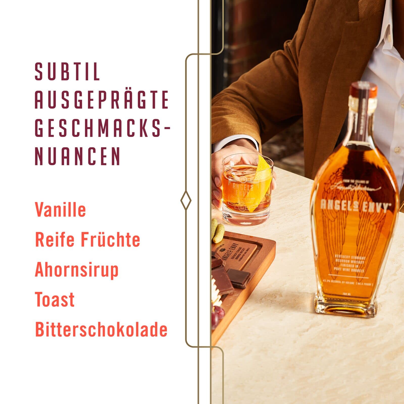 ANGEL’S ENVY Kentucky Straight Bourbon Whiskey, 43,3% Vol., 70 cl / 700 ml, in Portweinfässern nachgereift, Noten von Vanille und gerösteten Nüssen