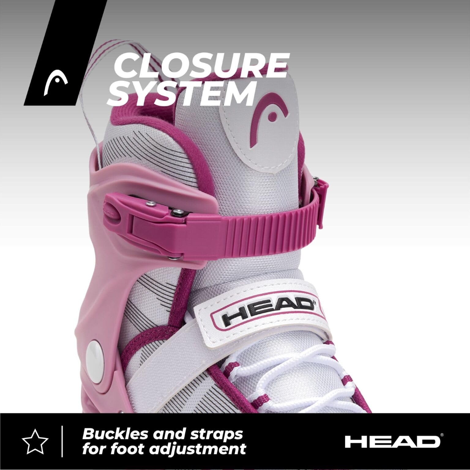 Head Icebreaker Freizeit-Schlittschuhe – für Anfänger und Fortgeschrittene, rostfreie Stahlkufen, Schnallen und Klettverschlüsse (PINK, 39)
