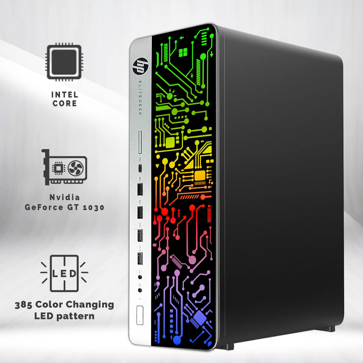 HP G3 RGB Computer PC Intel i5-6th Gen, AMD RX 550 Graphics, 32GB RAM, 240GB SSD + 3TB HDD, MTG 27 Inch Dual Monitor, RGB Kit, Webcam, Windows 11 (Renewed) - 3