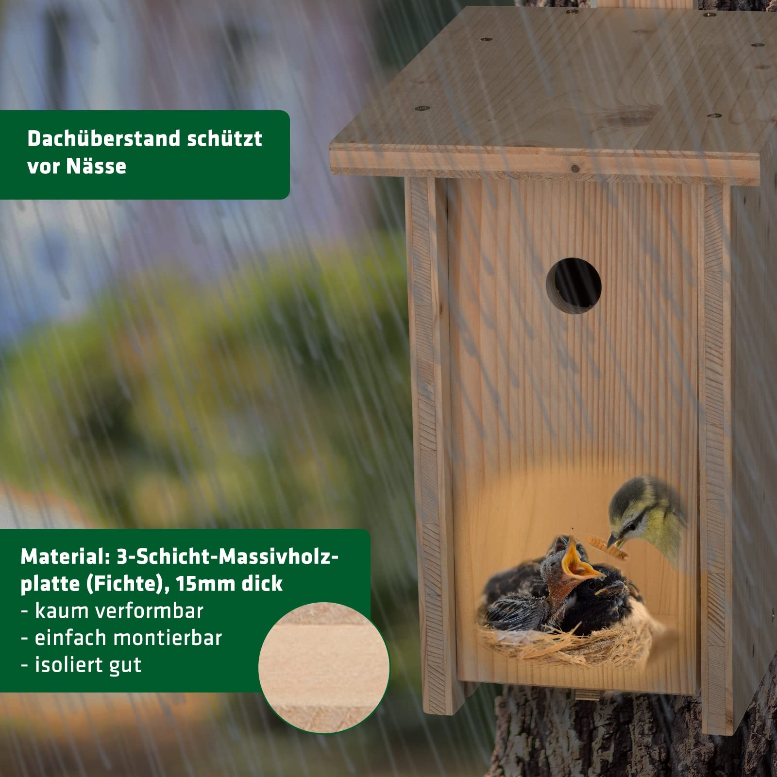GARDIGO® Nistkasten Bausatz für Meisen I Vogelhaus zum selber Bauen I Made in Germany I Vogelhäuschen aus Holz zum aufhängen