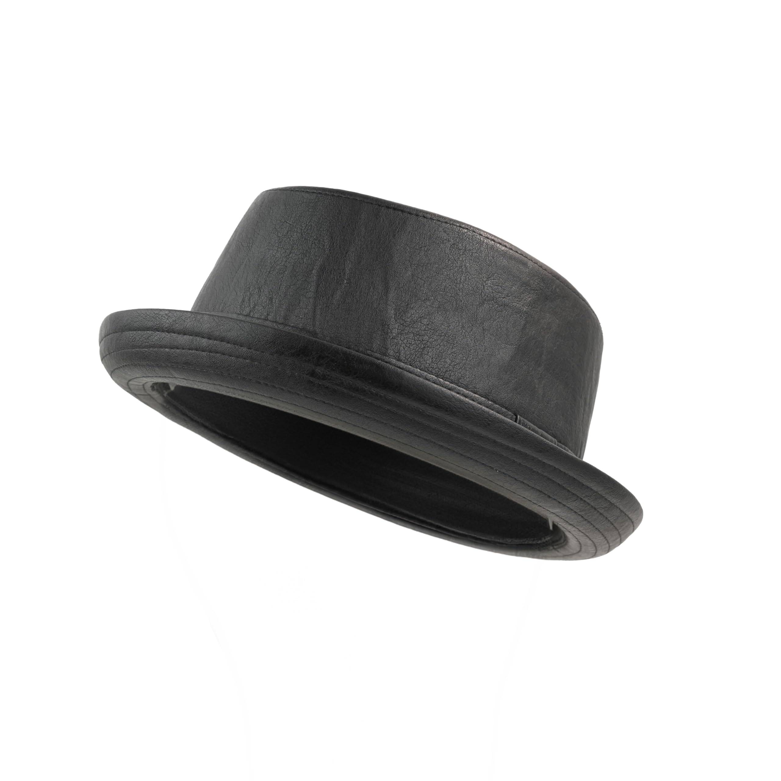 Rockparty Unisex Leather Men's Classic Textured Pork Pie Hat - Stylish Trilby Hat For Outdoor And Summer Wear (Polyester, )