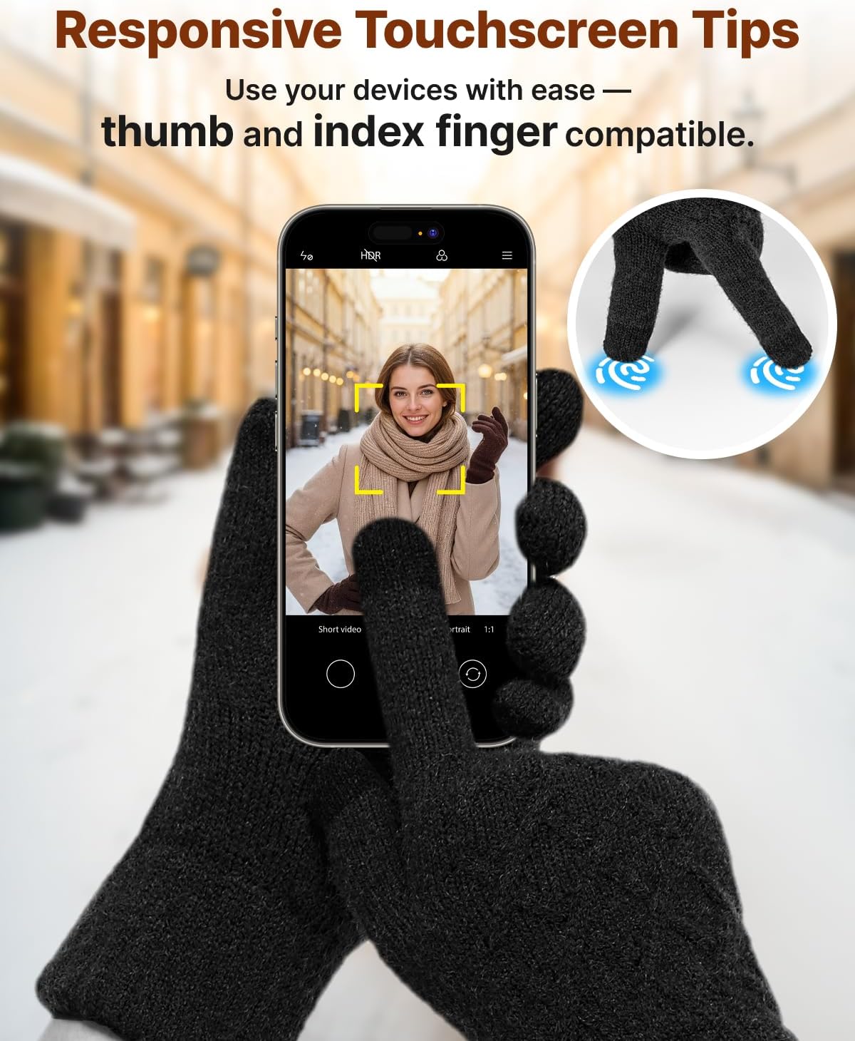 Winter Gloves for Women Men – Warm Touchscreen Knit, Thermal Wool Lining Cold Weather Gloves for Driving Texting - Image 4