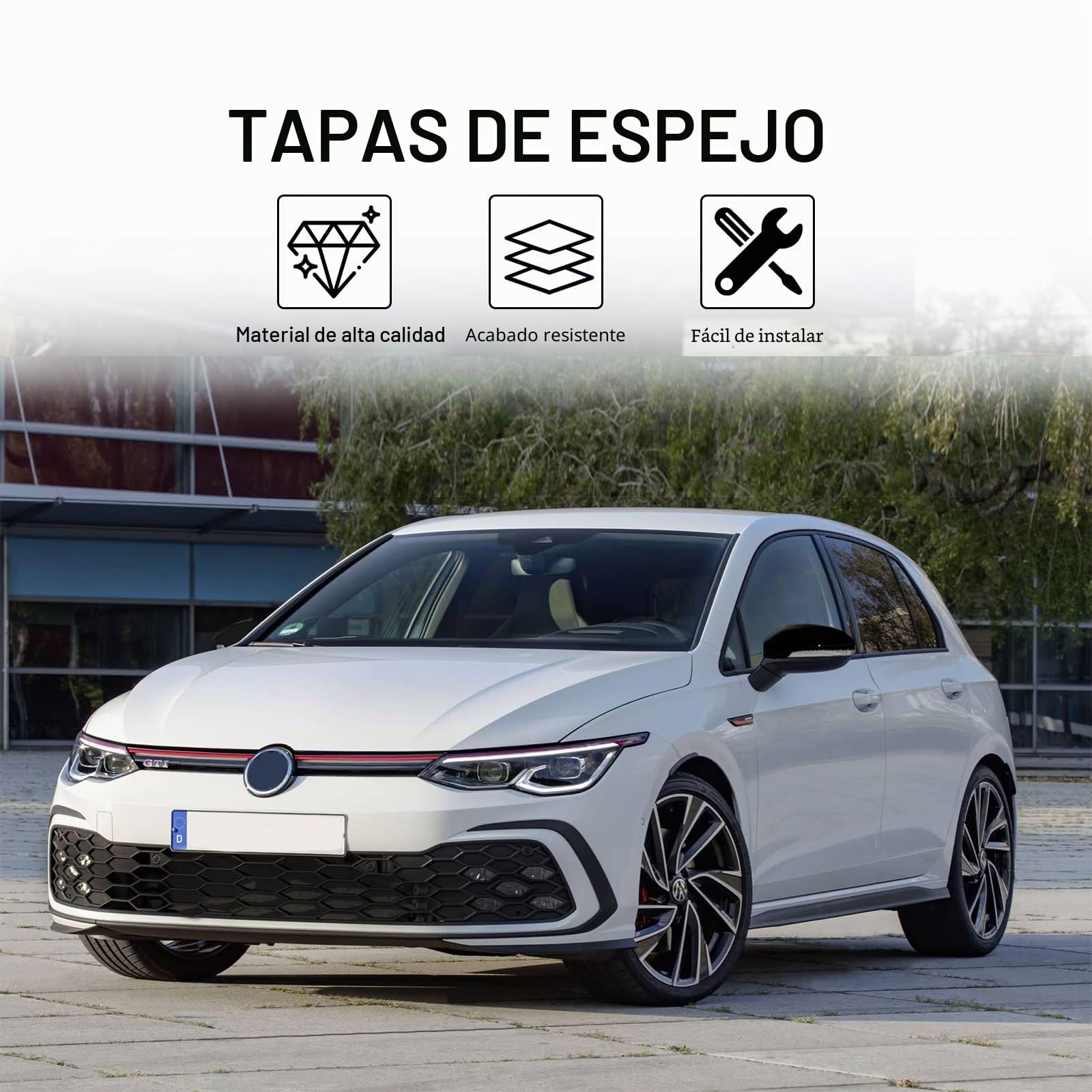Tapas para Espejo Retrovisor de Coche 1 par, Compatible con VW Golf 8 MK8 2019-2021 (negro)