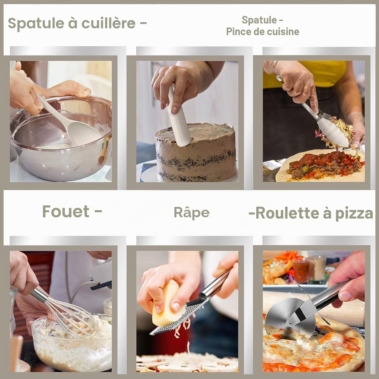 Lot de 43 ustensiles de cuisine en silicone résistants à la chaleur avec porte-ustensiles, antiadhésifs, passent au lave-vaisselle, kaki