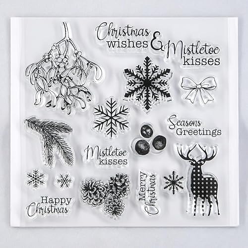 Christmas Wishes Mistletoe Kisses Copo de nieve Piña Sellos transparentes para hacer tarjetas Decoración y DIY Scrapbooking 3090913