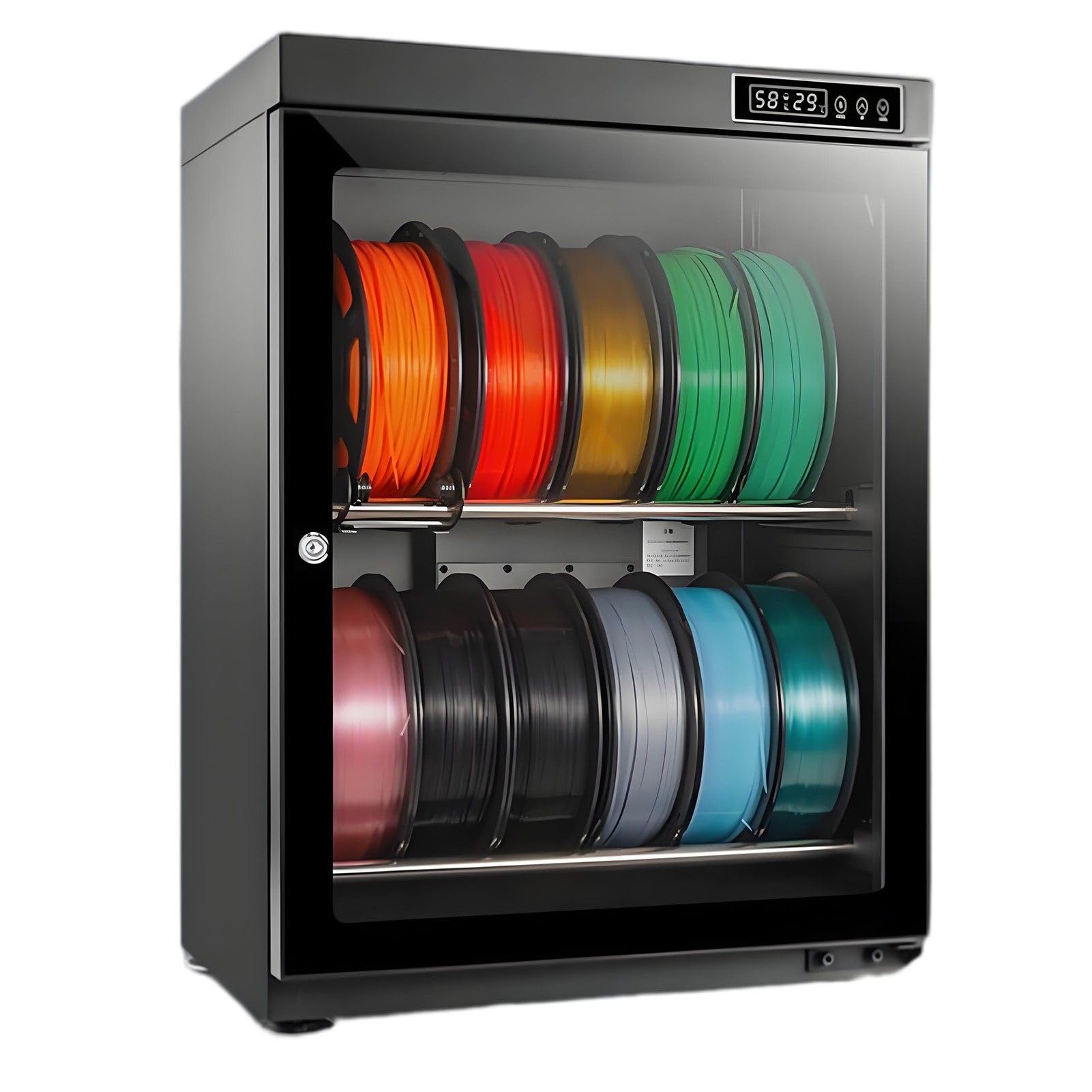 ExoticaBlend 3D Filament Dryer Box, 3D Printer Filament Storage Box Dehydrator w/Auto Humidity Control (RH15%-RH60%), for PLA, ABS, Holds Up to 10-12/15-21 Rolls of Filaments 70L