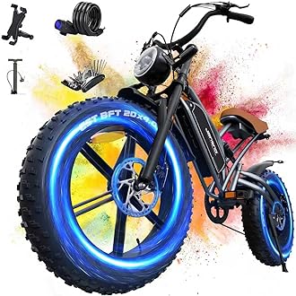 Lunos Electric Bike for adults,20 Inch Off-Road Ebike with 48V 14/17/23/34Ah Detachable Lithium Battery, 7 Speed Snow Bike with Dual Shock Absorbers and Brush-less Motor Ebike