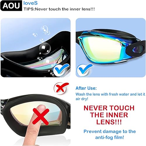 Miniatura 5 de Aouloves Swimming Goggles, Adult Swim Goggles for MenWomen, No Leaking, with Adjustable Strap Pool Water Glasses