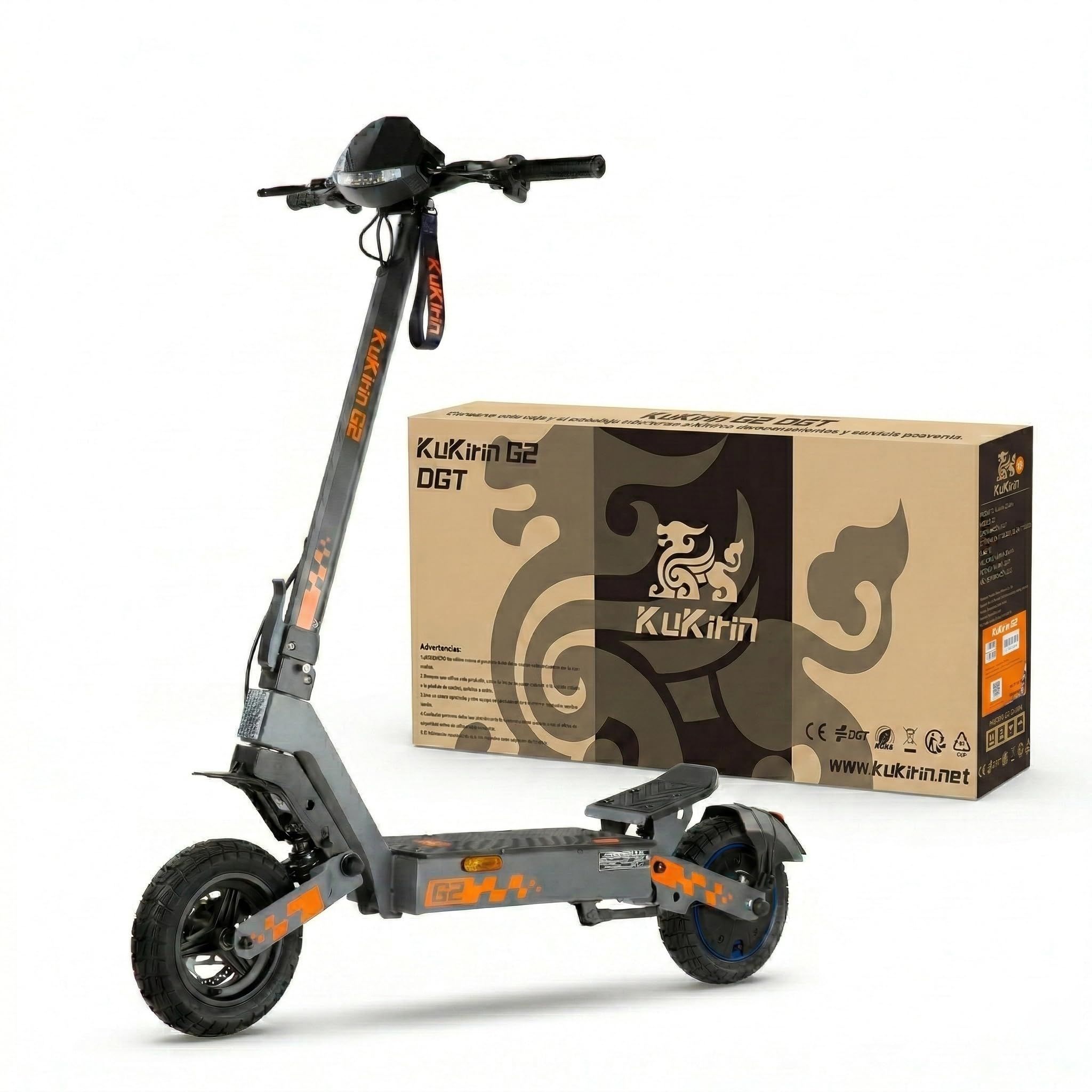 Kukirin G2 VMP DGT Approved Adult Electric Scooter, 500 W, 25 km/h, up to 65 km, 10 Inch Vacuum Tires, Double Suspension, Disc Brakes, Foldable