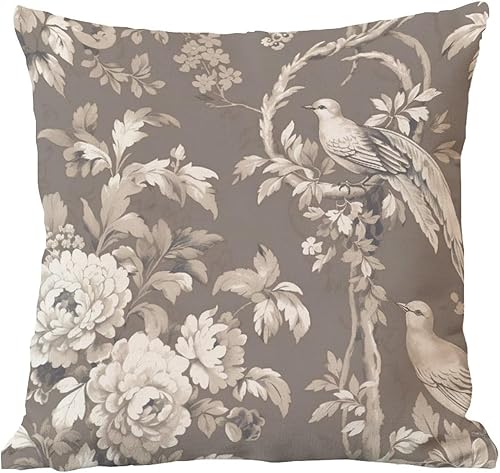 Miniatura 6 de MangGou Fundas de almohada estilo chinoiserie de color tostado floral de 22 x 22 pulgadas, funda de almohada de inspiración asiática Eurosham Accent