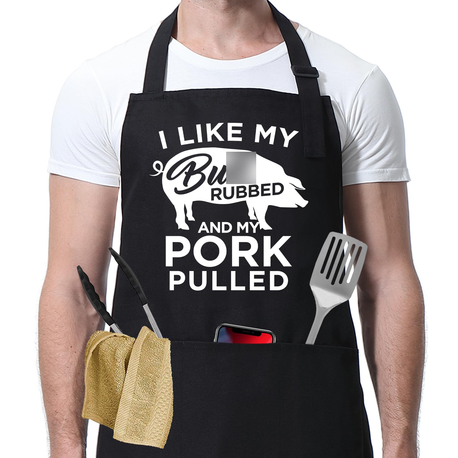 Miracu Funny Cooking Aprons for Men, Mens Grilling BBQ Aprons with Pockets - Humor Grill Kitchen Christmas, Birthday Gifts for Male Chef, Husband, Boyfriend, Guy, Dad, Step Dad, Friends, Man, Him