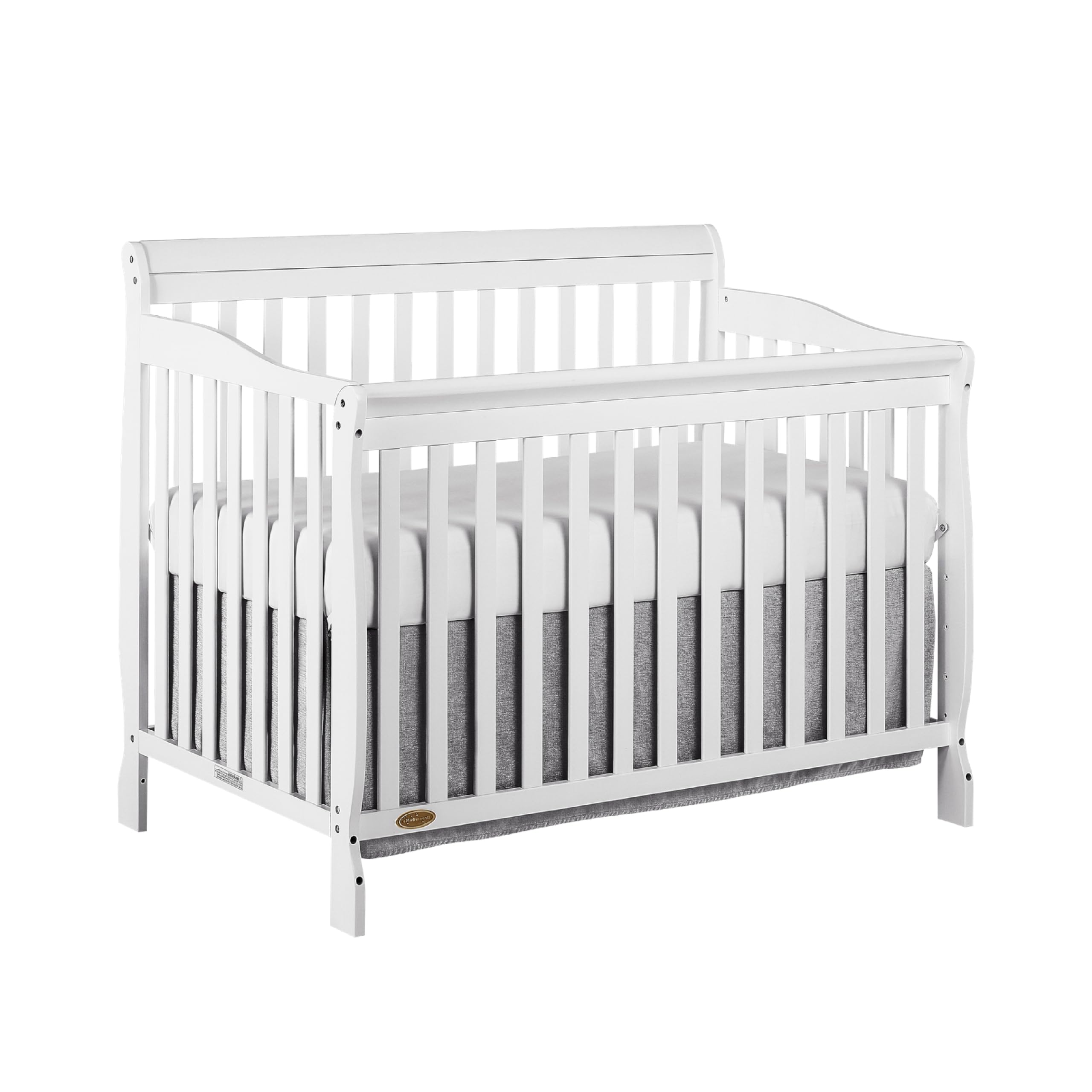 Dream On MeAshton 4-in-1 Convertible Full-Size Baby Crib, White, GreenGuard  Gold JPMA, Sustainable Pinewood, Mattress Heights, Converts to Toddler