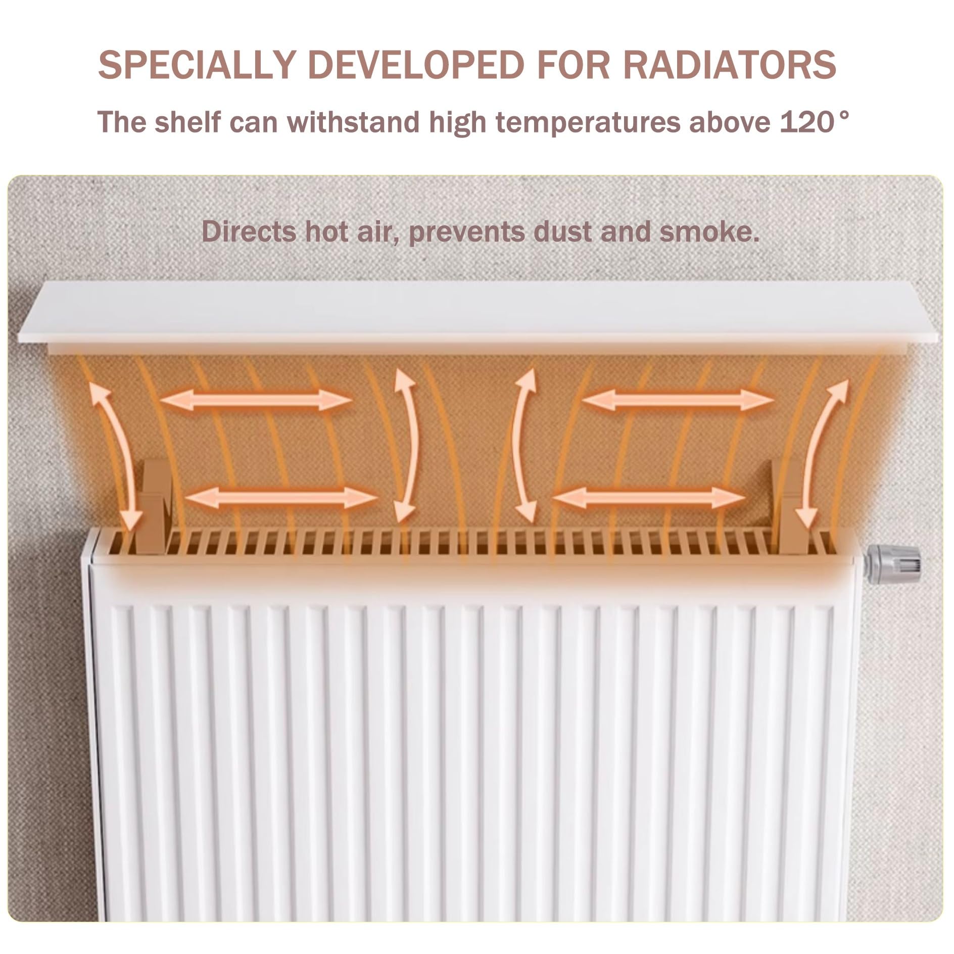 Mensola Sopra Termosifone,Copritermosifone Moderno,Mensole per Termosifoni,Mensola da Muro Senza Foratura,Mensola Copritermosifone,Mensole Bianche Antifumo Antipolvere,per Ufficio Domestico(70cm)
