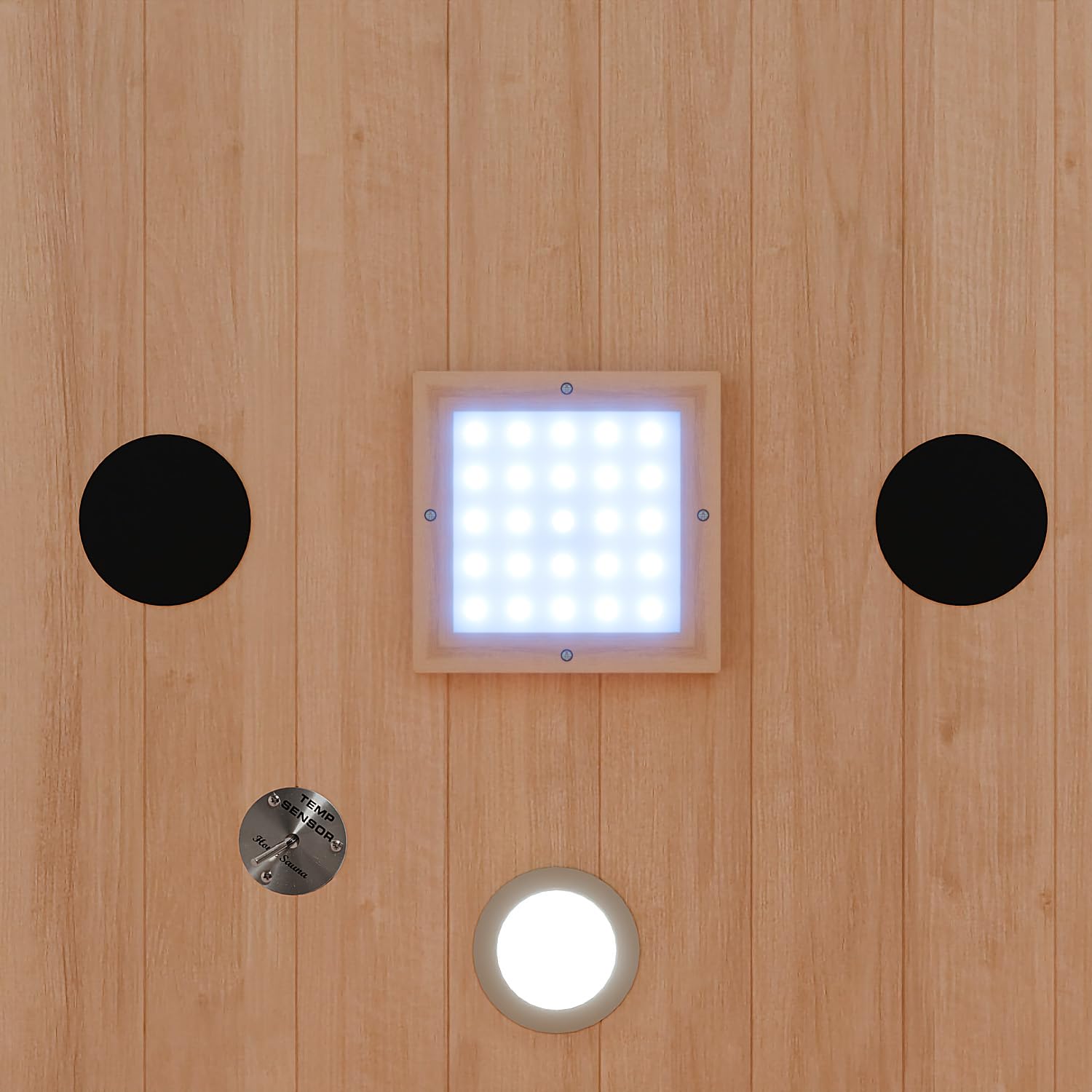 Dewello® Infrarotkabine Infrarotsauna Hyder 115x105 für 1-2 Personen aus Hemlock Holz mit Vollspektrumstrahler, LED-Farblicht, Bluetooth, FM,MP3,USB
