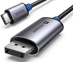 UGREEN Cabo USB C para DisplayPort 1.4 8K a 60 Hz 4K a 240 Hz Thunderbolt 4/3 para cabo DisplayPort USB C para DP 1.4 32,4 Gbps trançado compatível com iPhone 15, MacBook Pro/Air, iPad, Mac M