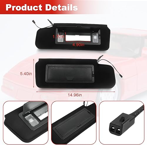 Miniatura 2 de Parasoles con espejo de tocador y luz LED para Corvette C4 1984-1996