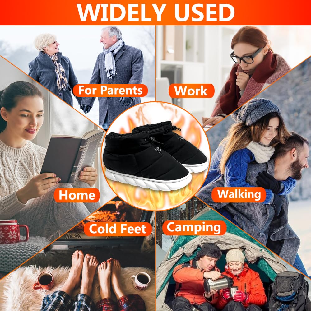 ZONSUSE Zapatos Calefactores Electricos, Zapatillas Calefactables, Calentador de Pies Recargables,3.7V 4000mAh Zapatos Calientes Eléctricos,con 3 Niveles de Calor, con Adaptador UE (40-41)
