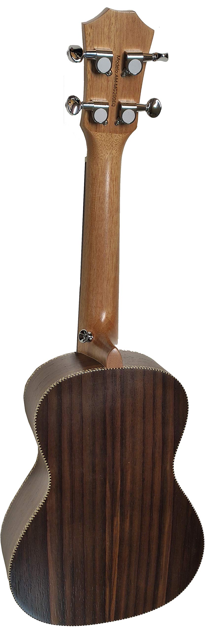 UKAM mod.AM-MG200 - Ukulele da concerto, con accordatore a pinza, capotasto speciale per ukulele, custodia imbottita con tracolla, set di corde extra, tracolla regolabile e plettri.