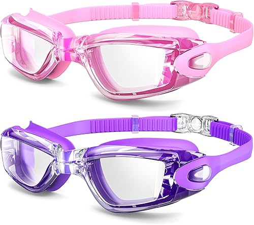 Vista 8 de Gafas de natación Braylin, paquete de 2 gafas de natación, antivaho, sin fugas para adultos, hombres, mujeres y jóvenes 01.2-pack negro