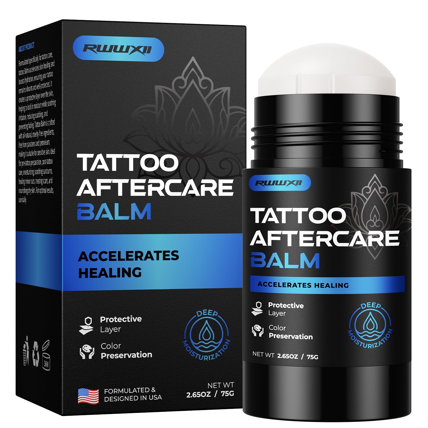 Tattoo Aftercare Balm for Skin Healing: Tattoo Cream for New and Old Tattoos - Tattoo Care Suitable for Color Protection Deeply Moisturizer No Smells 75g