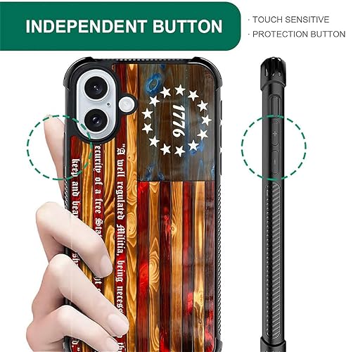 Vista 323 de Funda compatible con iPhone 13 Pro, diseño de patrón para iPhone 13 Pro, fundas para mujeres y niñas, Betsy Ross 13 estrellas de madera con bandera
