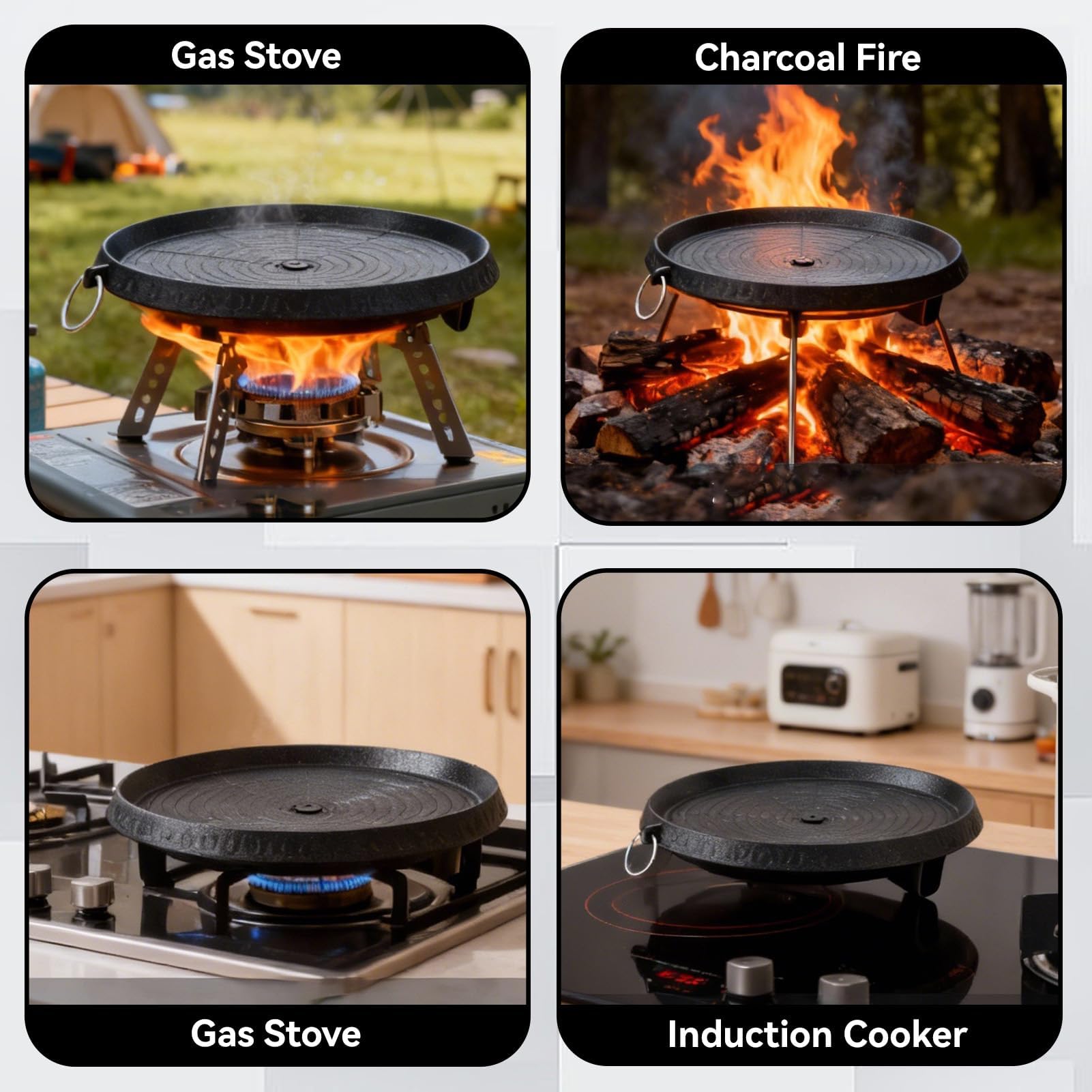 HERCHR Gril Antiadhésif Pour Barbecue Coréen, Poêle à griller pour barbecue de style coréen,plaque de gril avec surface enduite Maifan pour dessus de cuisinière, grillades intérieures et extérieures