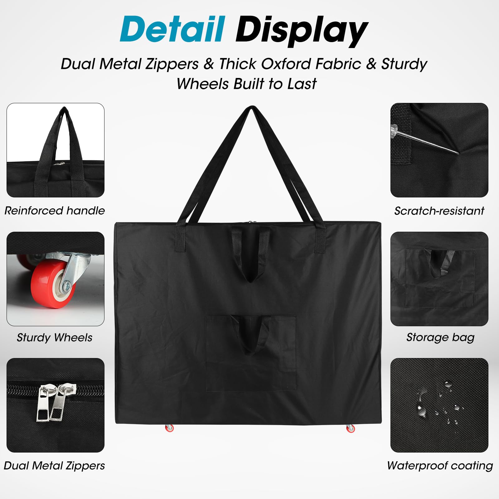 Qivine Bolsa de Transporte para Camilla Masaje Portátil con Ruedas, 95 x 73 x 22 cm Bolsa de Transporte para Camilla de Masaje con Asas, Bolsa de Almacenamiento