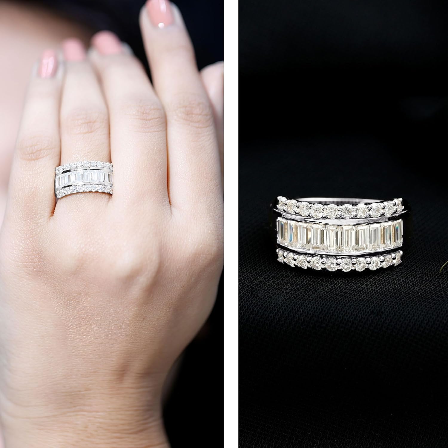 Moissanite Wedding Band for Women, Certified Moissanite Band Ring, D-Vs1 Quality, Jewelry Box Included