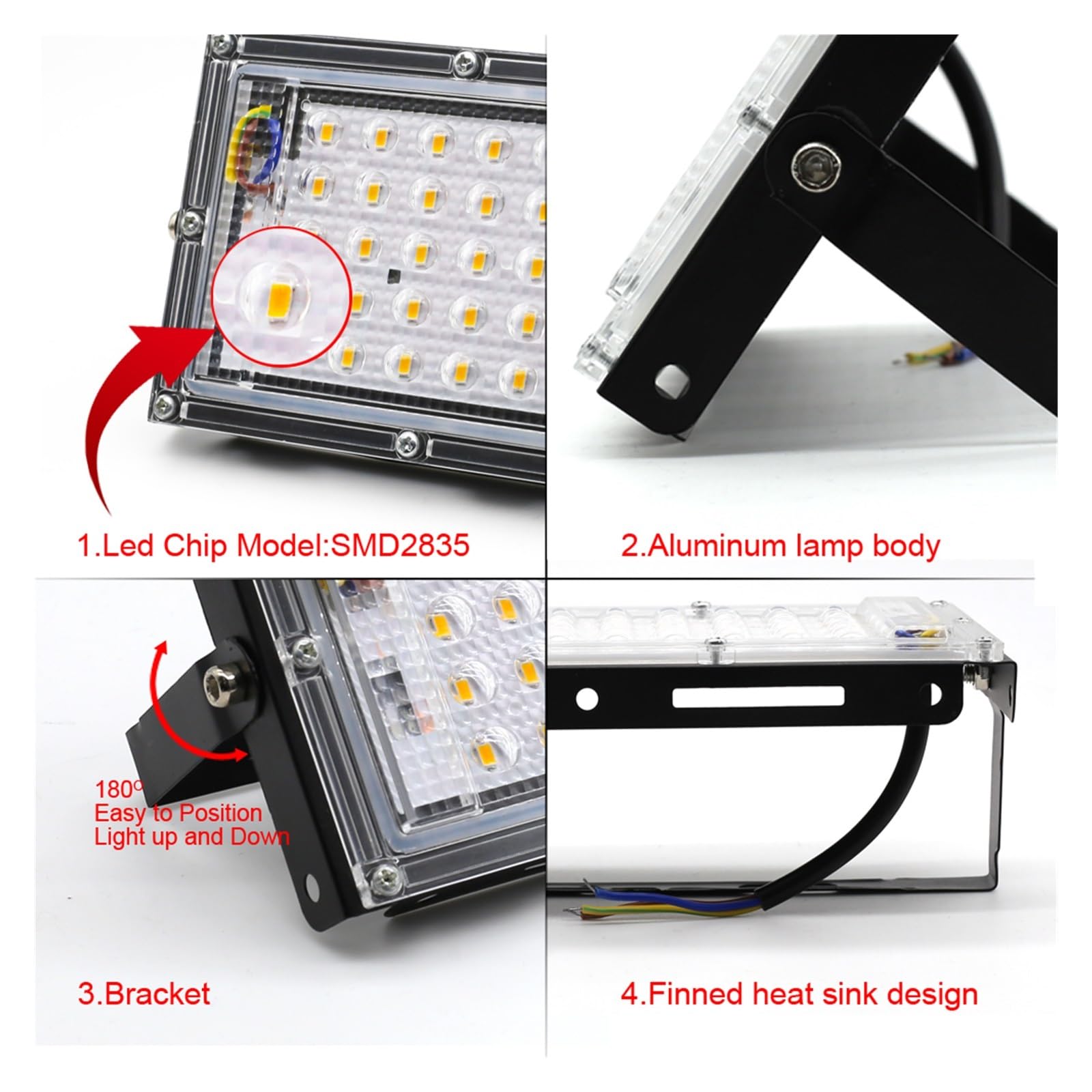 Lampa LED Typu Flood 50W 100W 150W Oświetlenie Zewnętrzne Spotlight Reflektor Ogród Lampy Uliczne Krajobrazu Oświetlenie krajobrazu(Cold White,1PCS 150W)